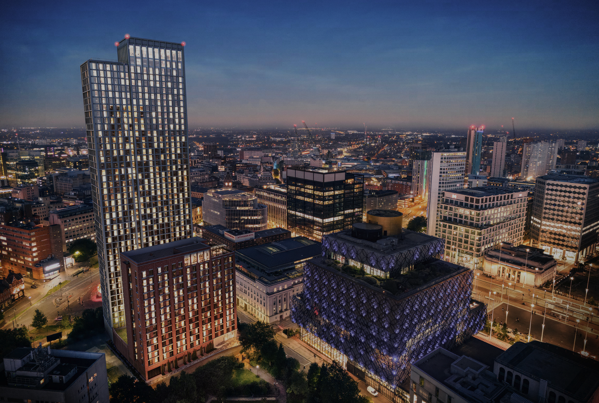 Edition Birmingham residential development and Centenary Tower