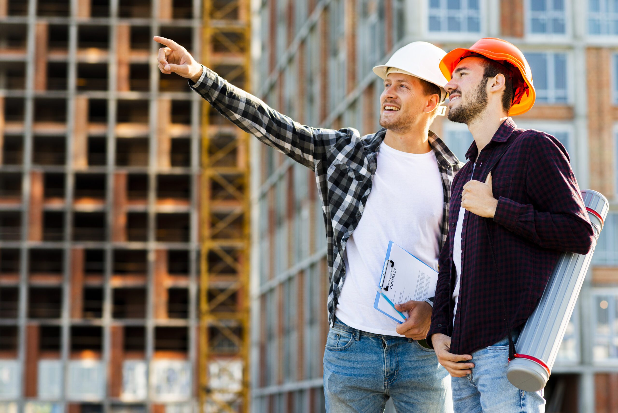Construction workers receiving training